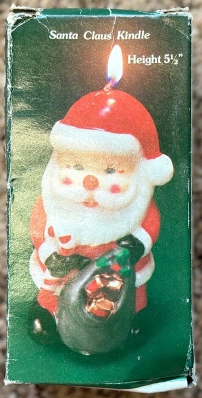 Kindles Santa Claus Figural Holiday Christmas Candle New In Box 5.5"